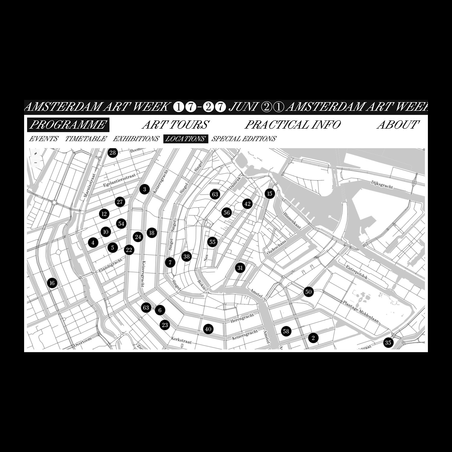 map of Amsterdam with event locations