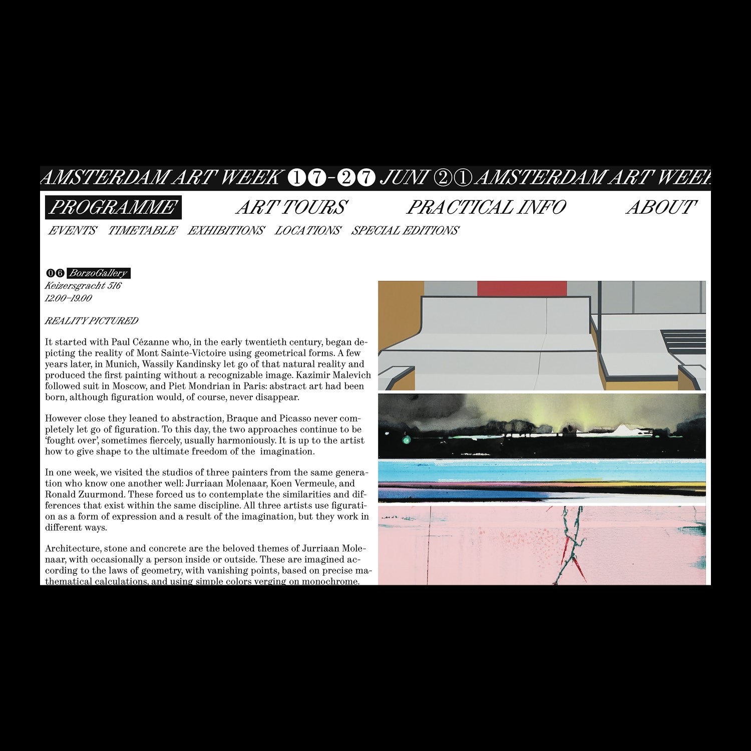 event page with text and images