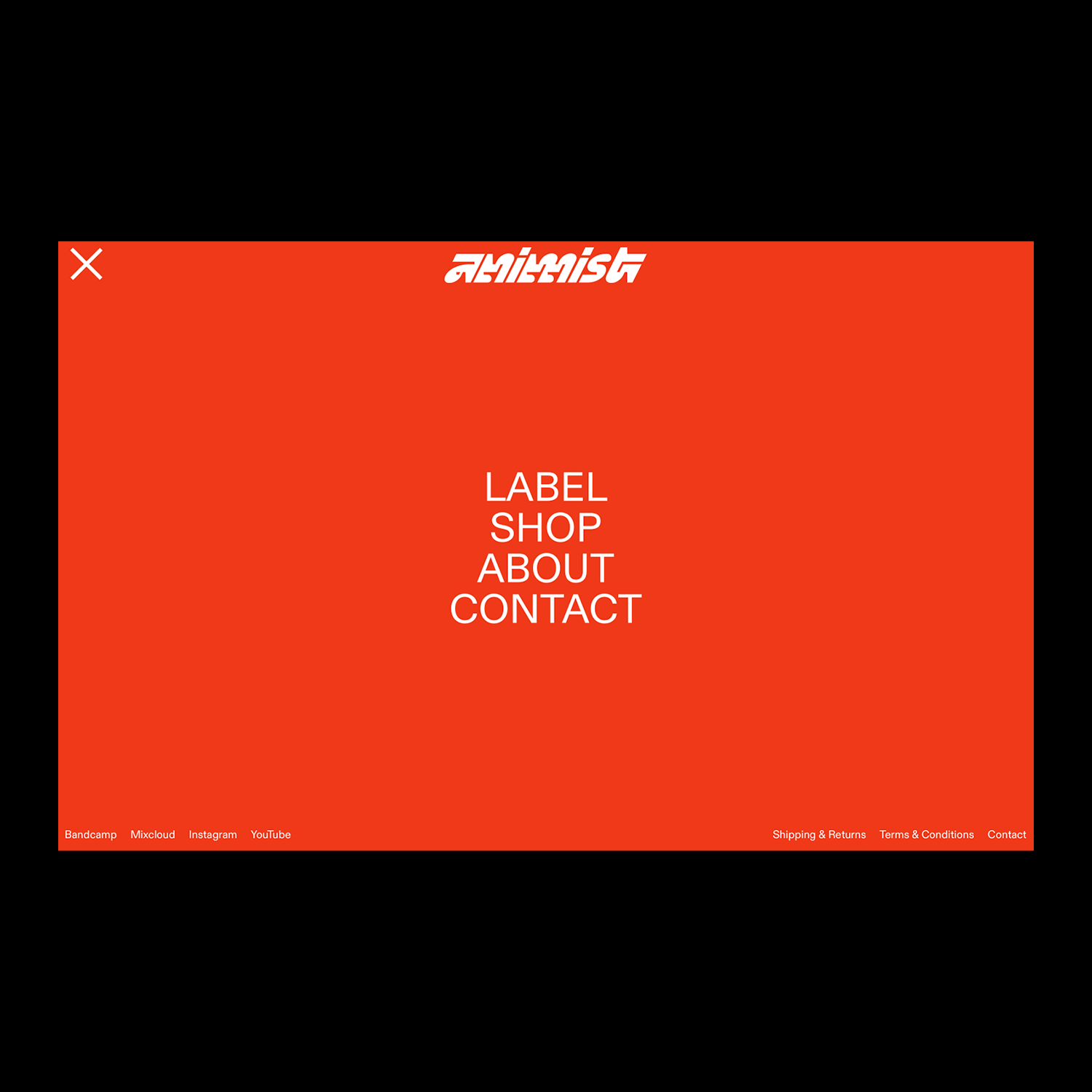 main menu of the website