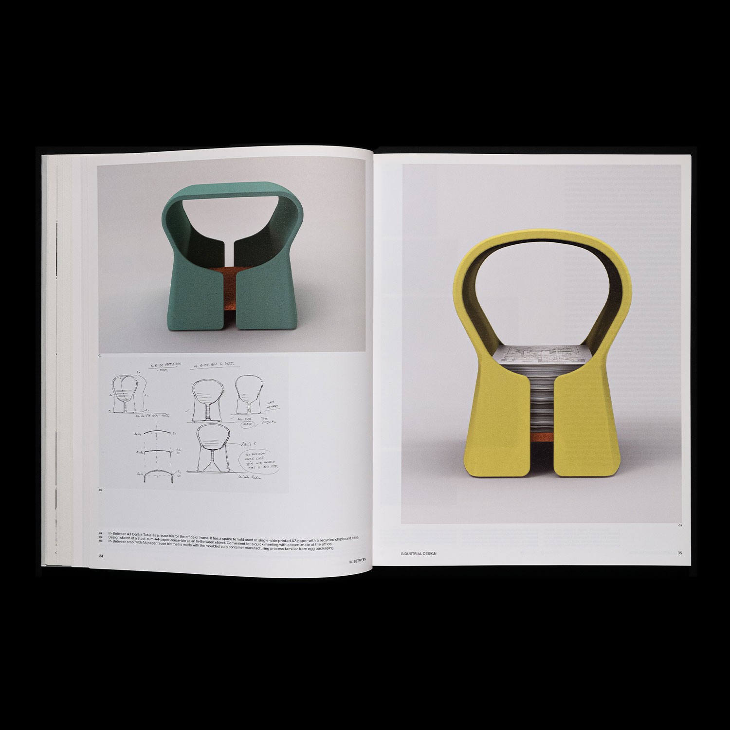 spread with product renderings and a sketch