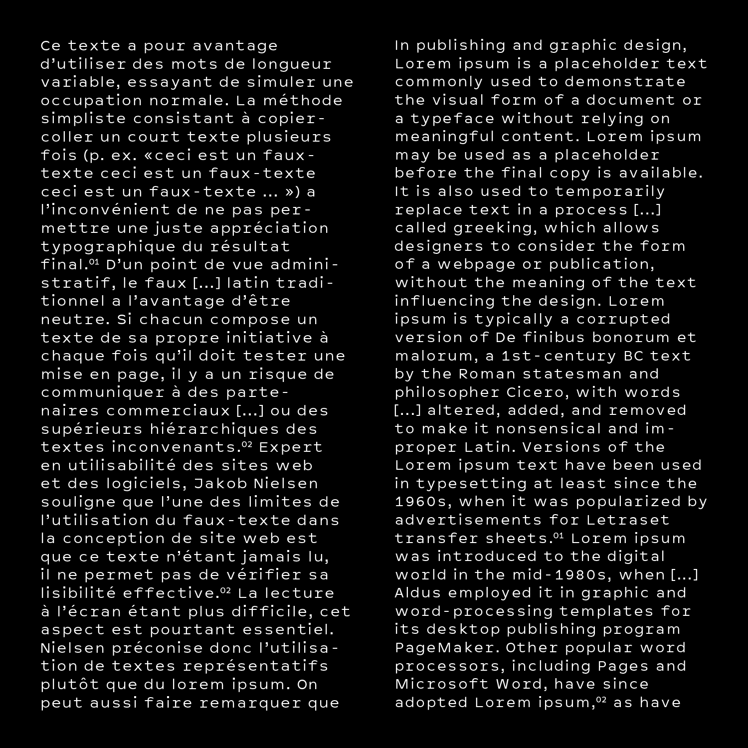 two column sample text with duospace version of Humanoid