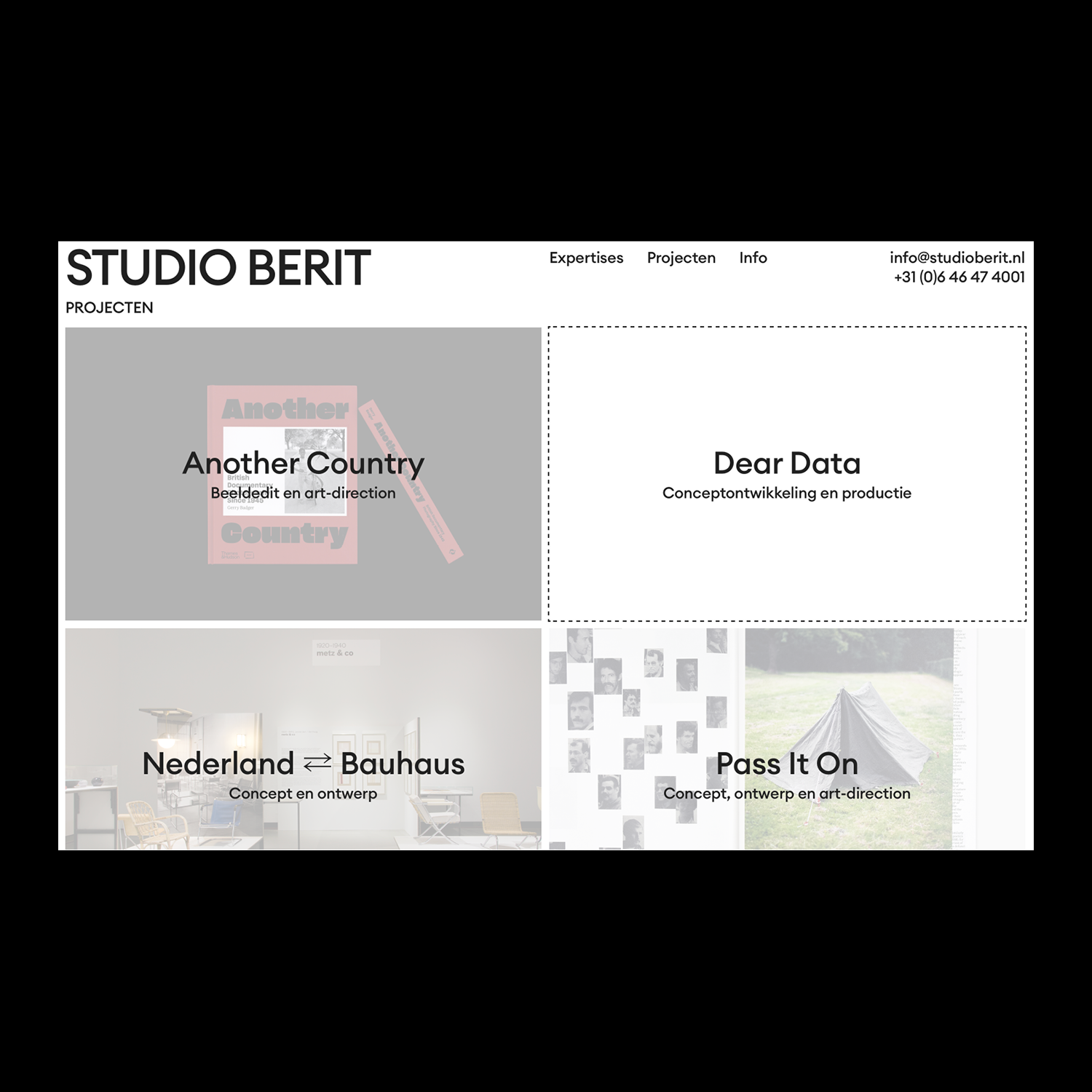 grid layout with projects with dotted outline