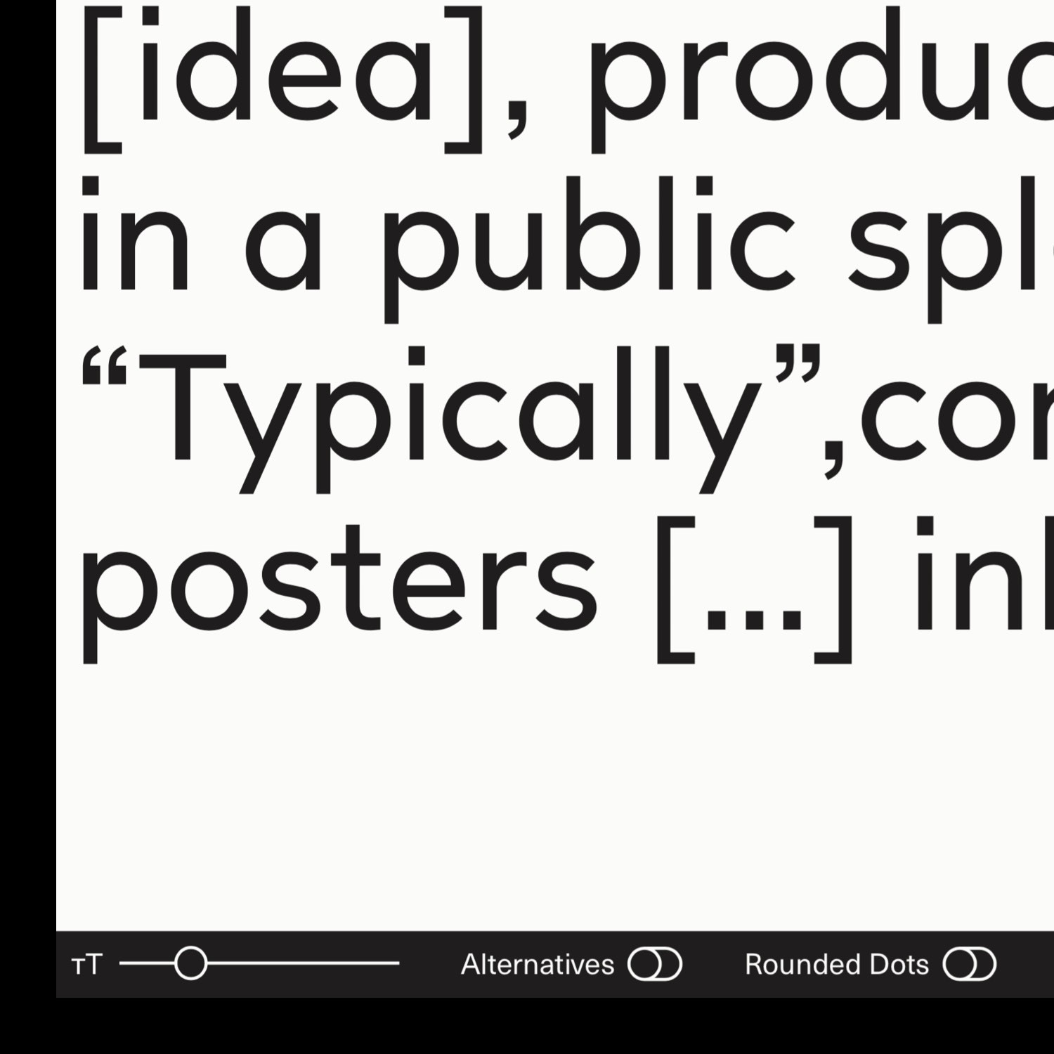 detail of the controls to change the text