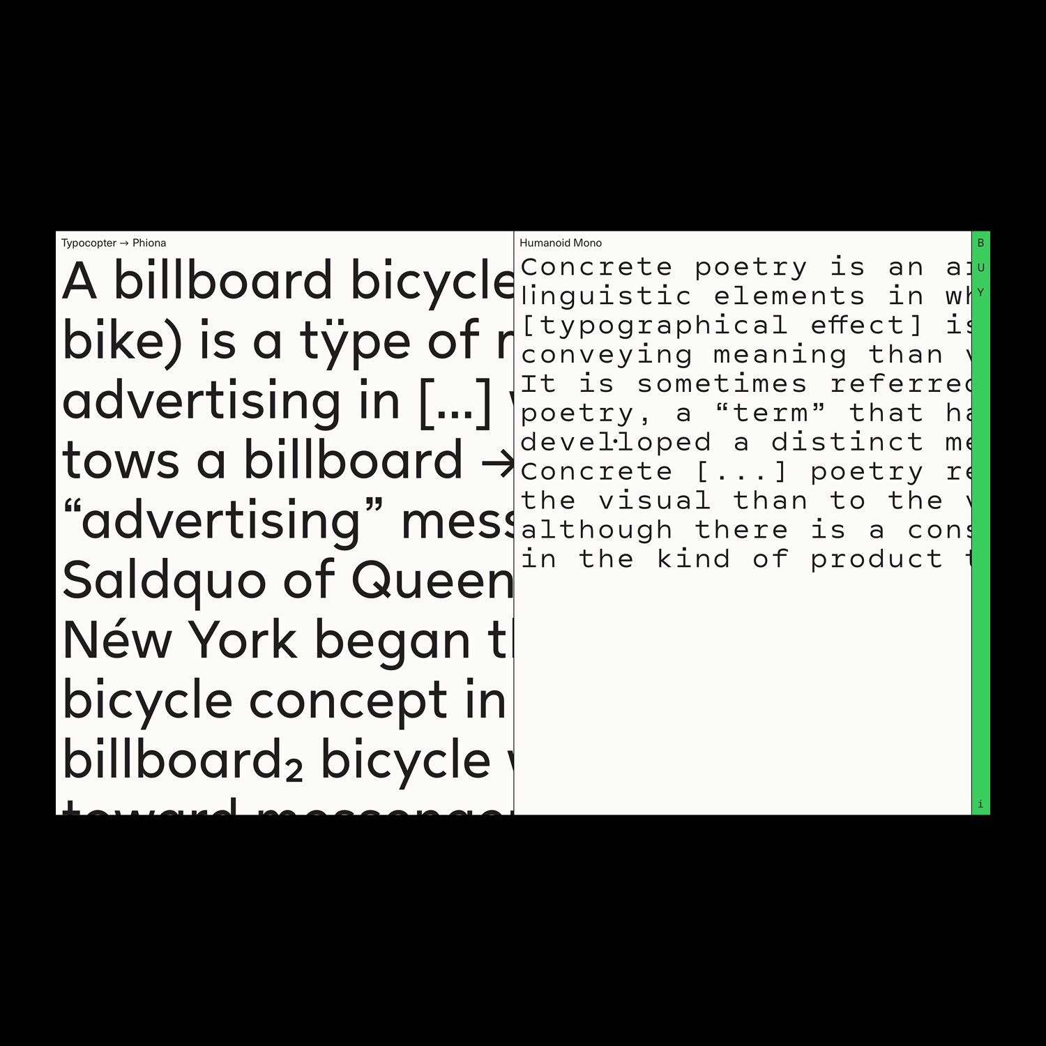 screenshot of homescreen with two text areas with sample text