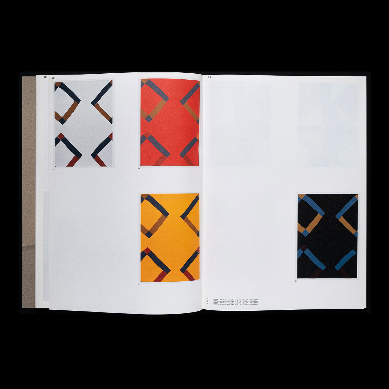 spread with four screen prints