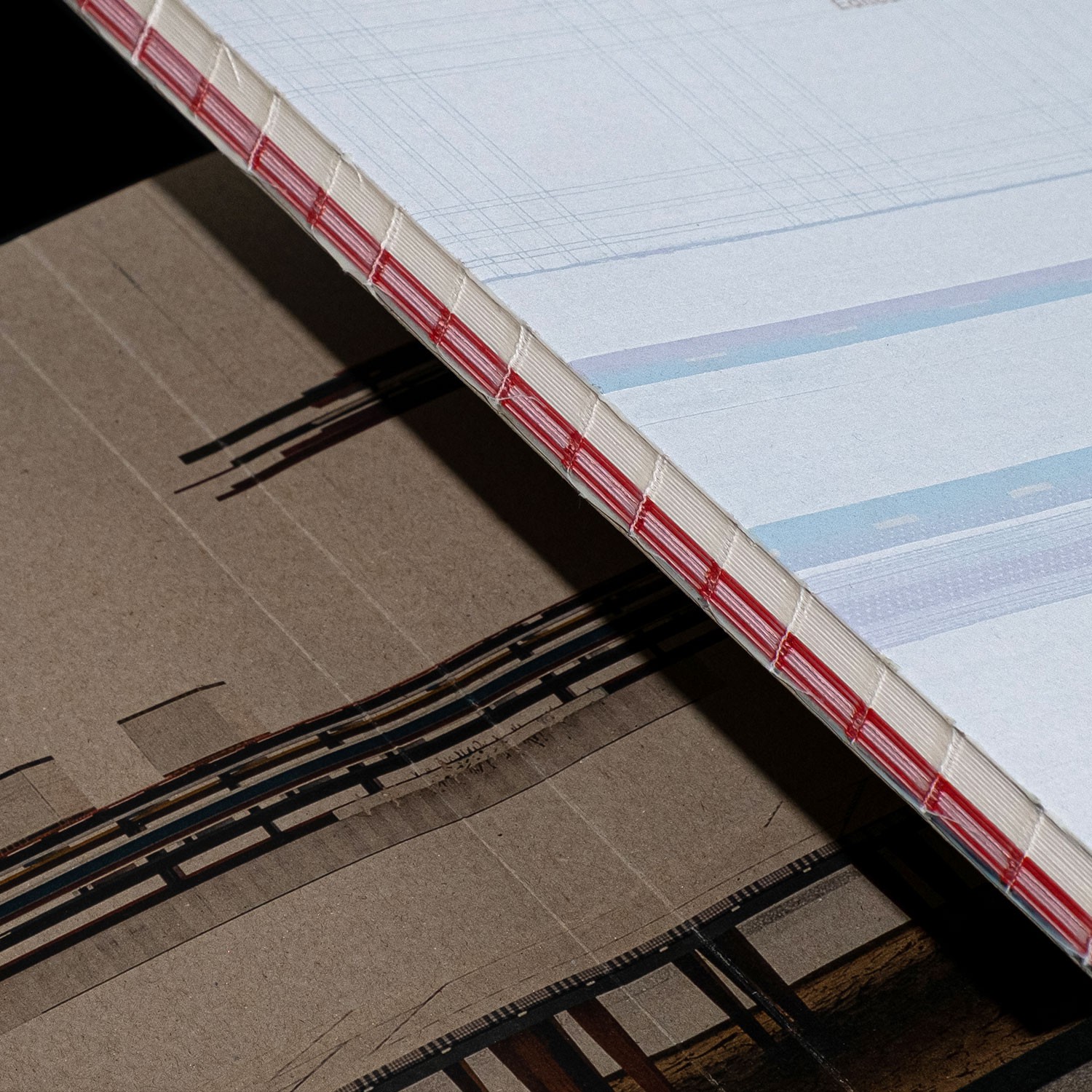 detail of the spine with open binding