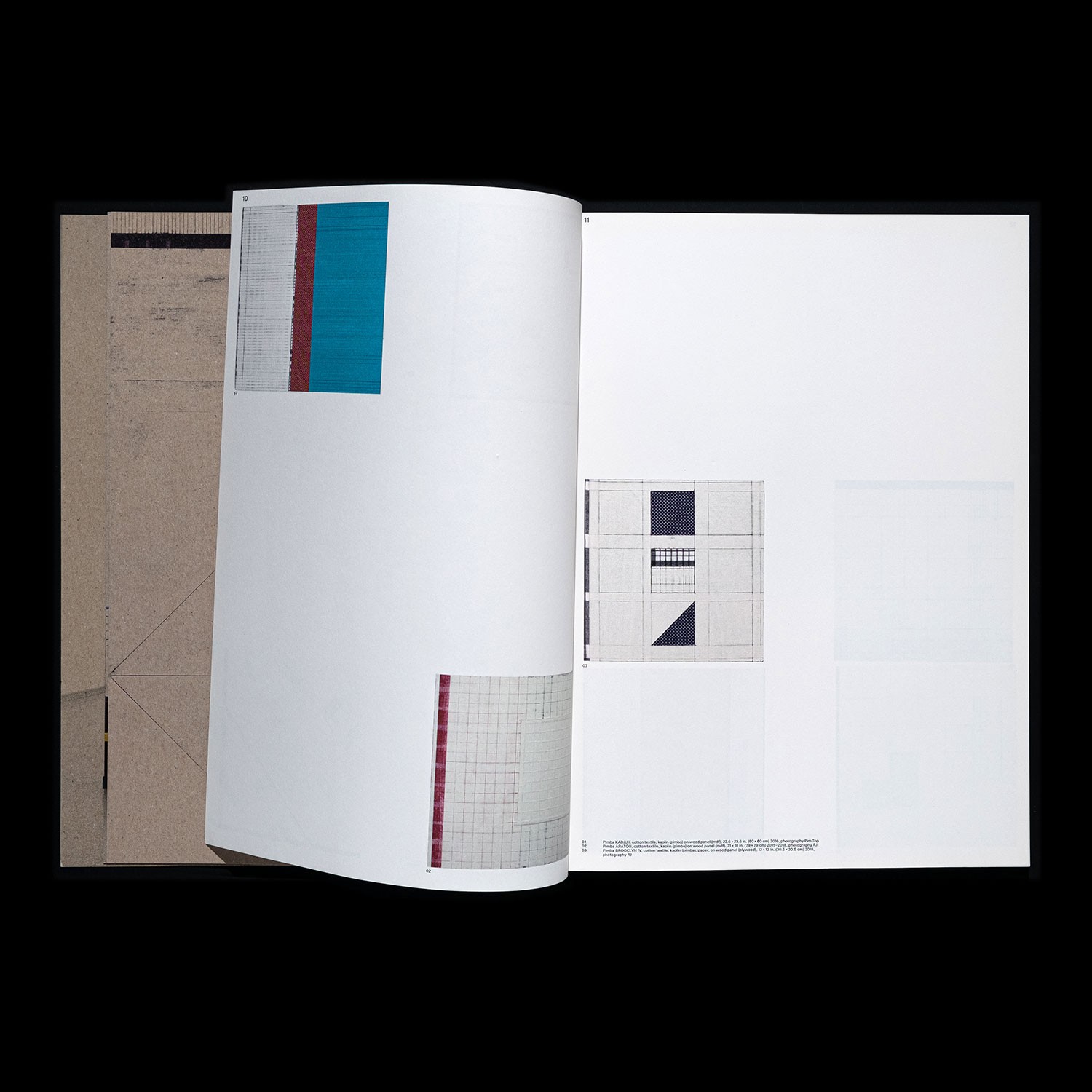 spread with three paintings